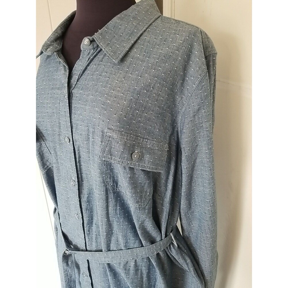 Basic Editions Shirt Dress Womens Size 2X Blue Chambray Button Up New - Picture 2 of 12